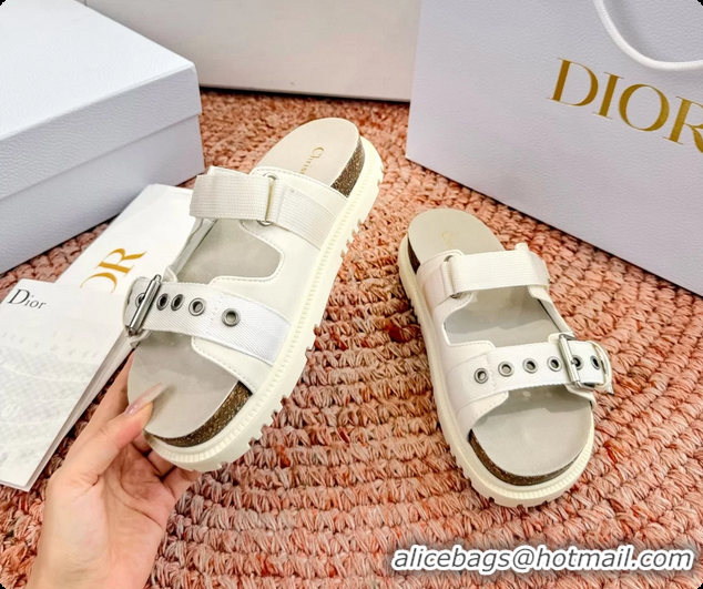 Most Popular Dior Dioract White Leather Flat Mules Slides Sandals 6062703