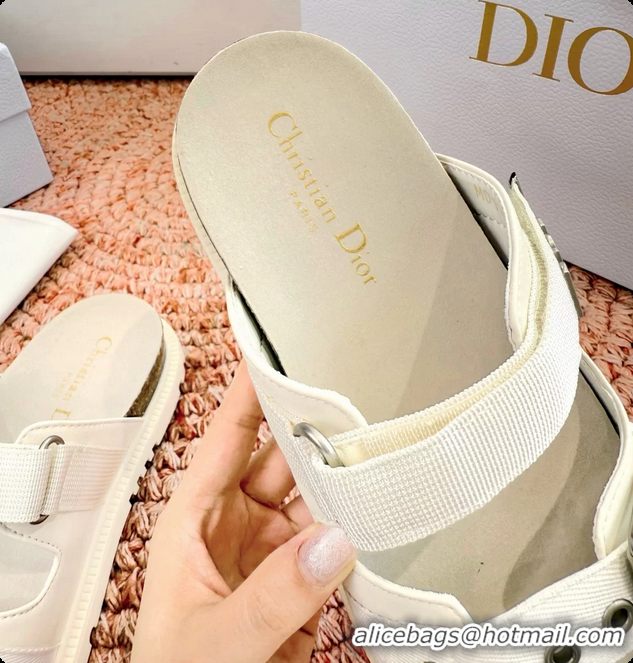 Most Popular Dior Dioract White Leather Flat Mules Slides Sandals 6062703