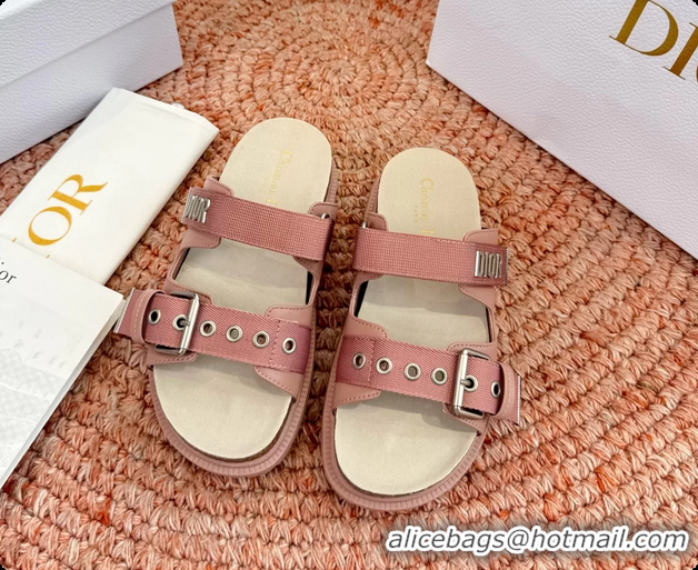 Pretty Style Dior Dioract Pink Leather Flat Mules Slides Sandals 6062703