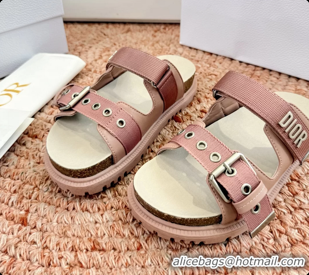 Pretty Style Dior Dioract Pink Leather Flat Mules Slides Sandals 6062703