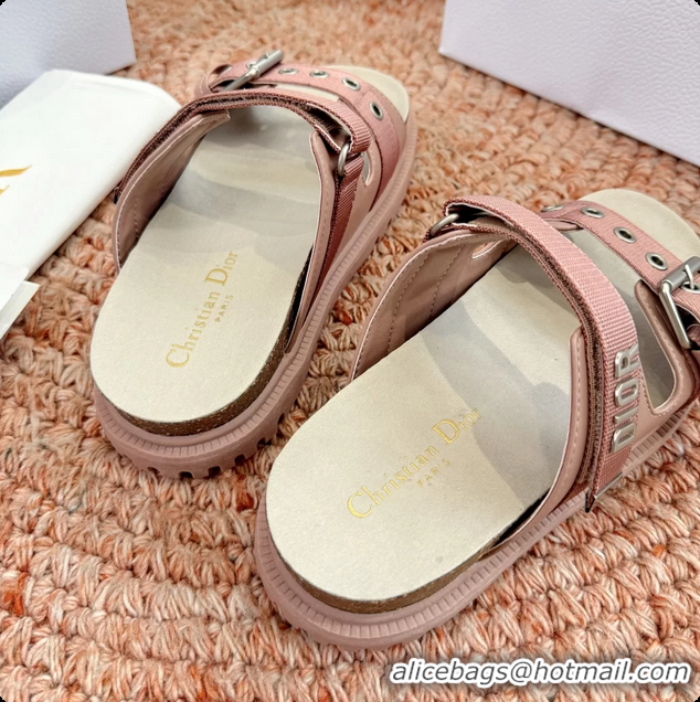 Pretty Style Dior Dioract Pink Leather Flat Mules Slides Sandals 6062703