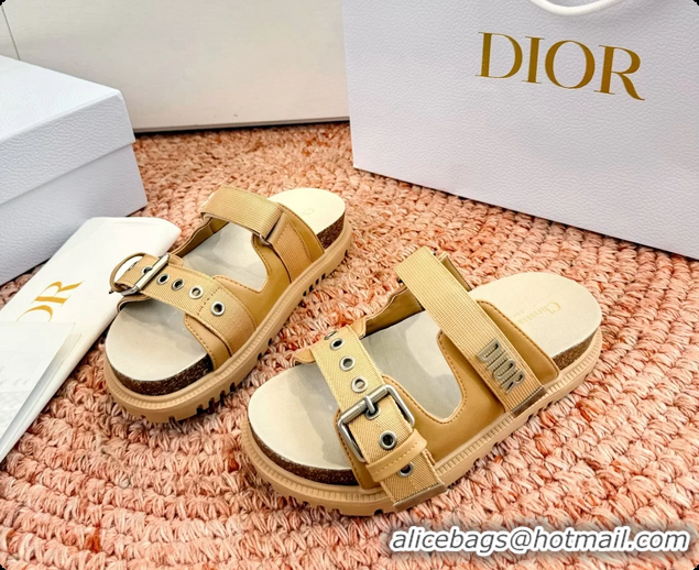 Top Design Dior Dioract Beige Leather Flat Mules Slides Sandals 6062703