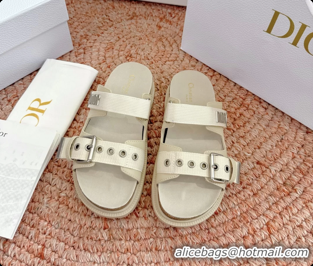 Unique Style Dior Dioract Beige Leather Flat Mules Slides Sandals 6062703