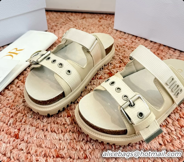 Unique Style Dior Dioract Beige Leather Flat Mules Slides Sandals 6062703