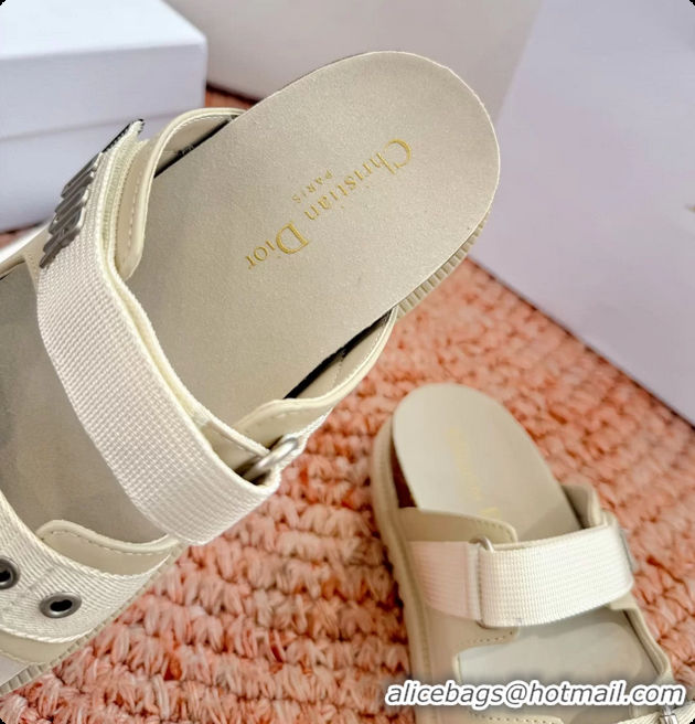 Unique Style Dior Dioract Beige Leather Flat Mules Slides Sandals 6062703
