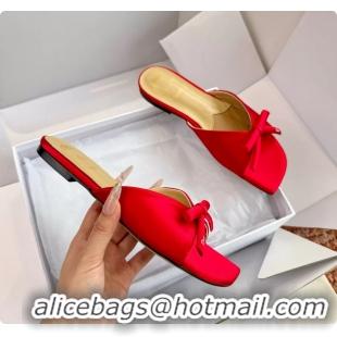 Best Product Dior Bow Flat Mule Slides Sandals Red Satin 6062704