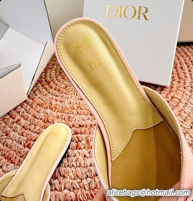 Classic Specials Dior Bow Flat Mule Slides Sandals Light Pink Satin 6062704