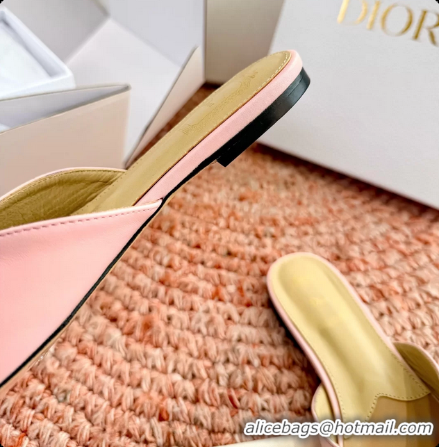 Classic Specials Dior Bow Flat Mule Slides Sandals Light Pink Satin 6062704