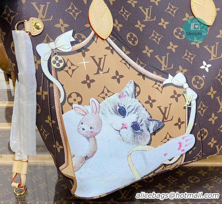 Buy Inexpensive Louis Vuitton Monogram Canvas Neverfull MM Cat M41256