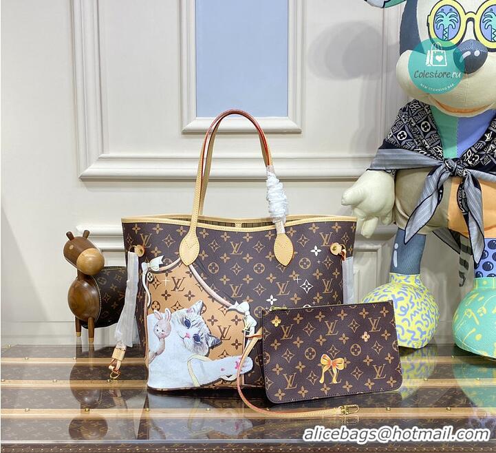 Buy Inexpensive Louis Vuitton Monogram Canvas Neverfull MM Cat M41256