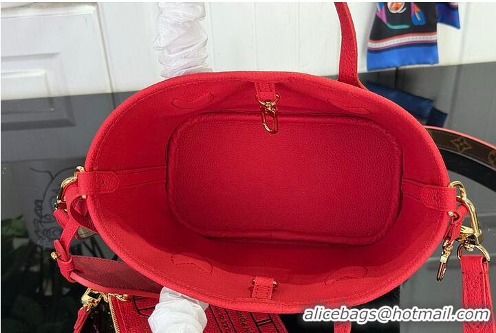 Top Grade Louis Vuitton Monogram Canvas Neverfull Bandouliere Inside Out BB Tote Bag Red Leather M28236 2026