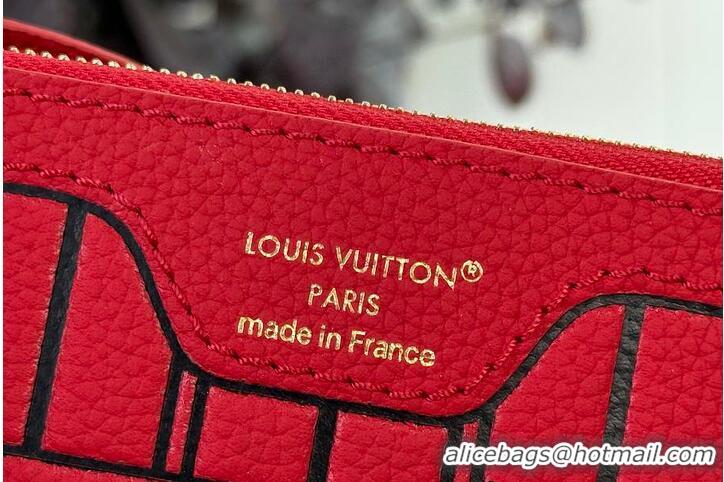 Top Grade Louis Vuitton Monogram Canvas Neverfull Bandouliere Inside Out BB Tote Bag Red Leather M28236 2026