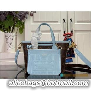 Promotional Louis Vuitton Monogram Canvas Neverfull BB Bandouliere Inside Out Leather M26365 Sky Blue
