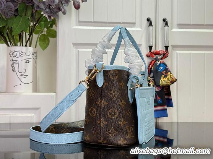 Promotional Louis Vuitton Monogram Canvas Neverfull BB Bandouliere Inside Out Leather M26365 Sky Blue