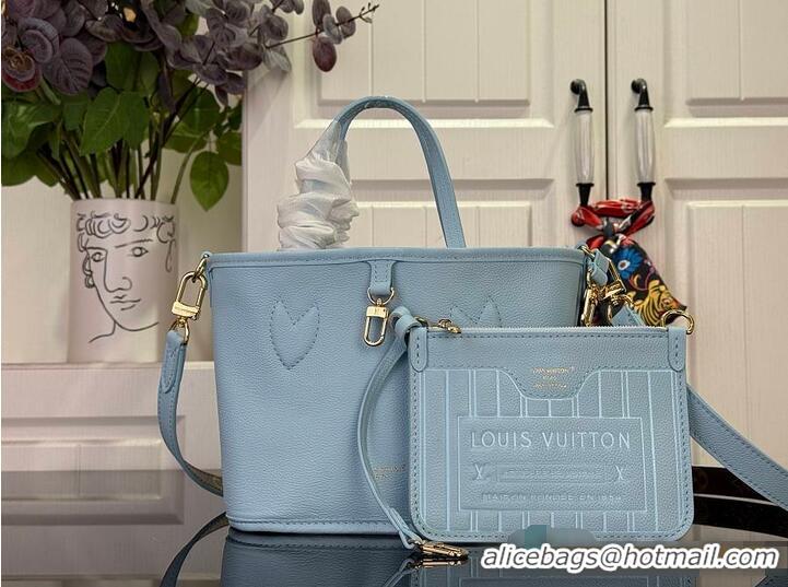 Promotional Louis Vuitton Monogram Canvas Neverfull BB Bandouliere Inside Out Leather M26365 Sky Blue