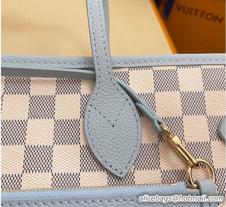 Big Discount Louis Vuitton Damier Azur Canvas Neverfull Inside Out MM M89562 Bleu Olympe