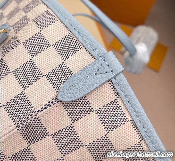 Big Discount Louis Vuitton Damier Azur Canvas Neverfull Inside Out MM M89562 Bleu Olympe