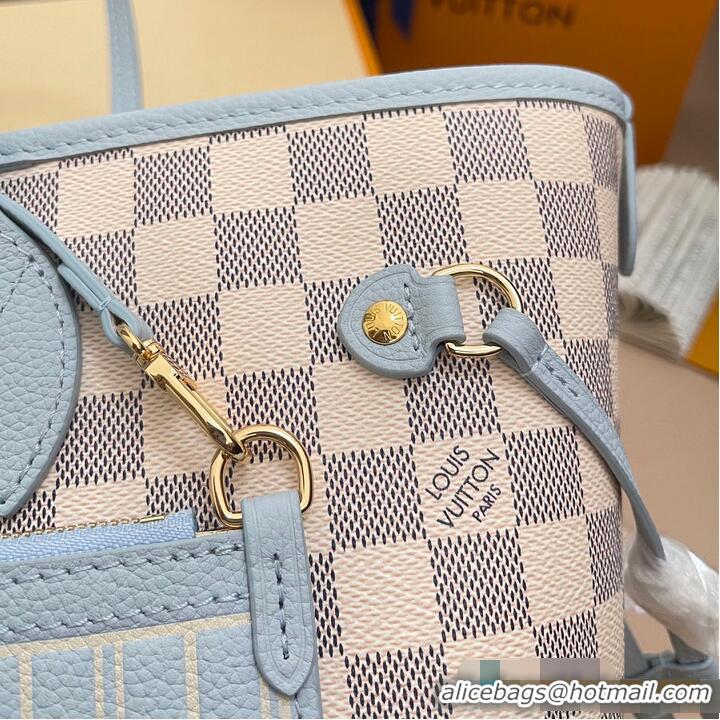 Big Discount Louis Vuitton Damier Azur Canvas Neverfull Inside Out MM M89562 Bleu Olympe