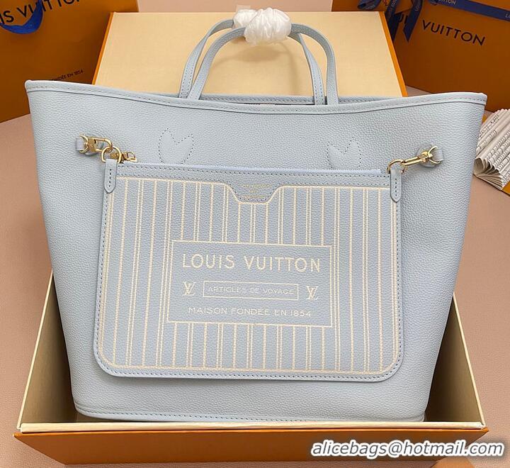 Big Discount Louis Vuitton Damier Azur Canvas Neverfull Inside Out MM M89562 Bleu Olympe