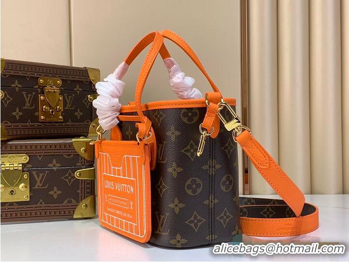 Top Grade Louis Vuitton Monogram Canvas Neverfull Bandouliere Inside Out BB Tote Bag M12099 Orange