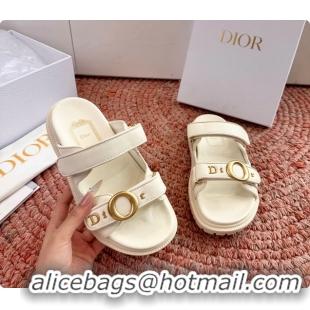 Luxurious Dior MyDior White Lambskin Leather Flat Sandals 6062801