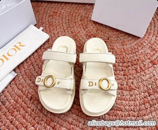 Luxurious Dior MyDior White Lambskin Leather Flat Sandals 6062801