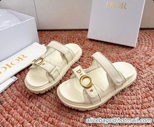 Luxurious Dior MyDior White Lambskin Leather Flat Sandals 6062801