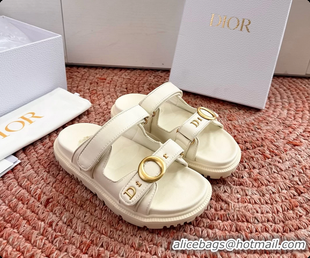 Luxurious Dior MyDior White Lambskin Leather Flat Sandals 6062801