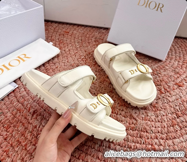 Luxurious Dior MyDior White Lambskin Leather Flat Sandals 6062801