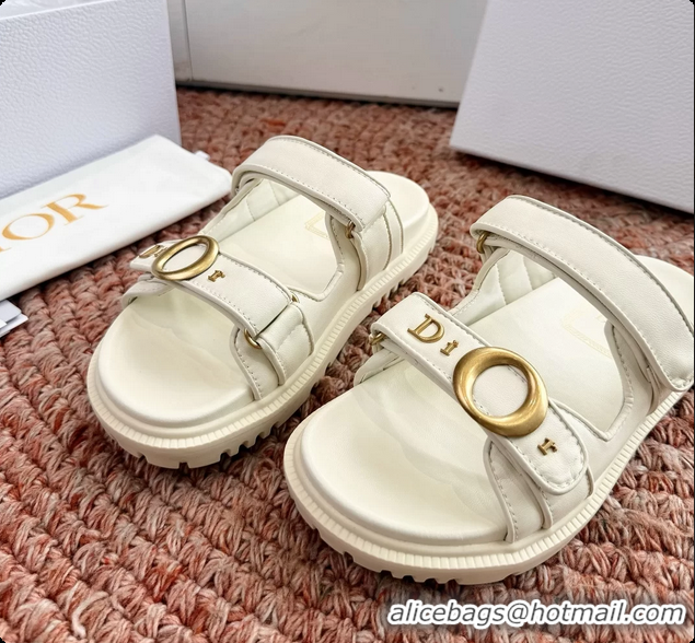 Luxurious Dior MyDior White Lambskin Leather Flat Sandals 6062801