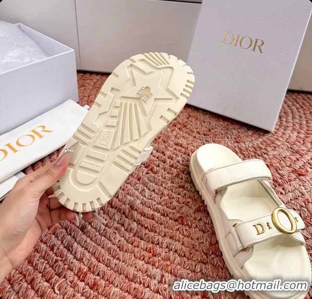 Luxurious Dior MyDior White Lambskin Leather Flat Sandals 6062801