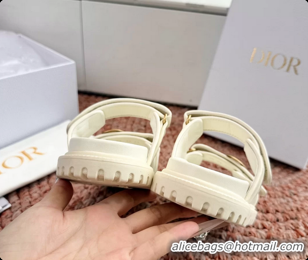 Luxurious Dior MyDior White Lambskin Leather Flat Sandals 6062801