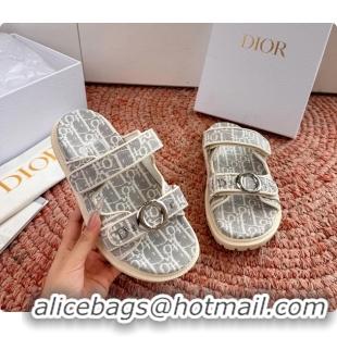 Grade Quality Dior MyDior Gray Dior Oblique Jacquard Flat Sandals 6062801