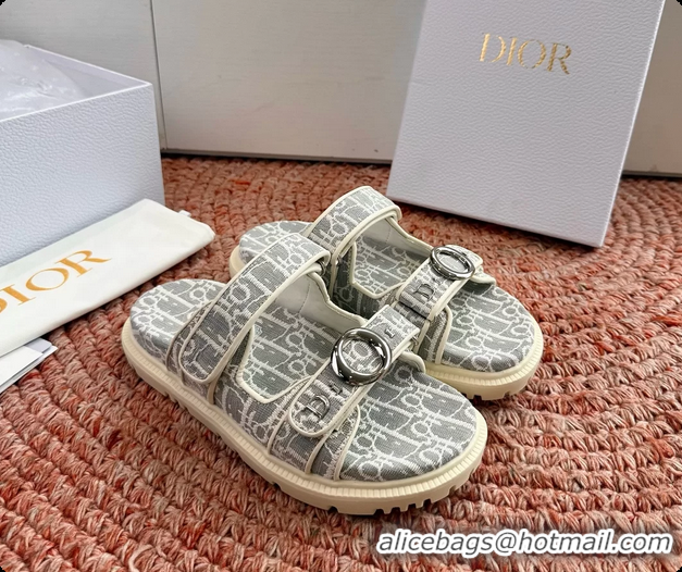 Grade Quality Dior MyDior Gray Dior Oblique Jacquard Flat Sandals 6062801