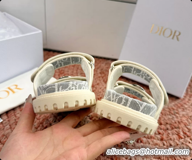 Grade Quality Dior MyDior Gray Dior Oblique Jacquard Flat Sandals 6062801