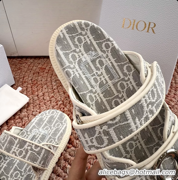 Grade Quality Dior MyDior Gray Dior Oblique Jacquard Flat Sandals 6062801
