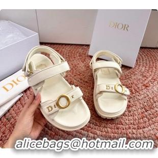 Most Popular Dior MyDior White Lambskin Leather Flat Sandals 6062802