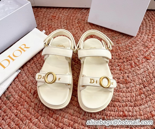 Most Popular Dior MyDior White Lambskin Leather Flat Sandals 6062802