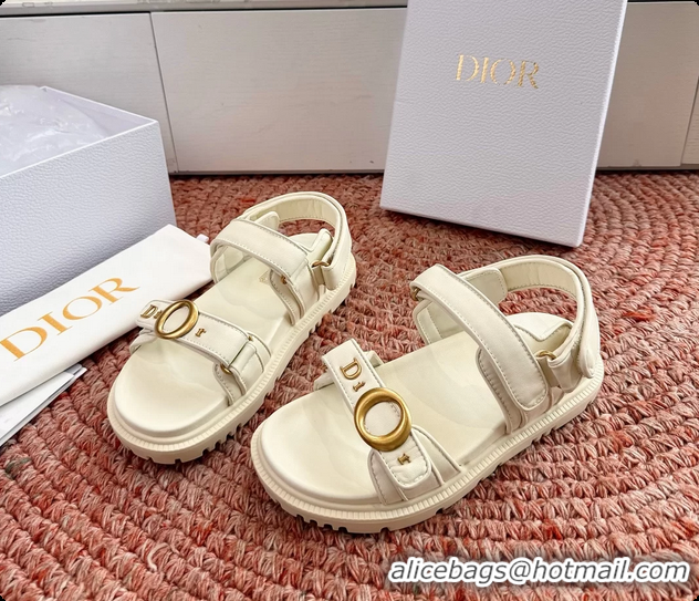 Most Popular Dior MyDior White Lambskin Leather Flat Sandals 6062802
