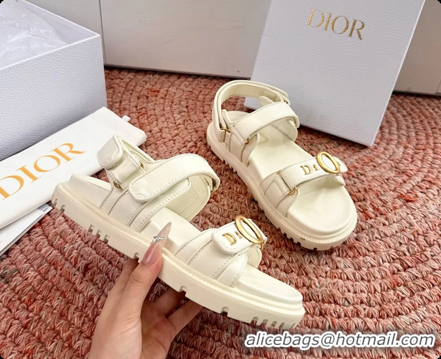 Most Popular Dior MyDior White Lambskin Leather Flat Sandals 6062802