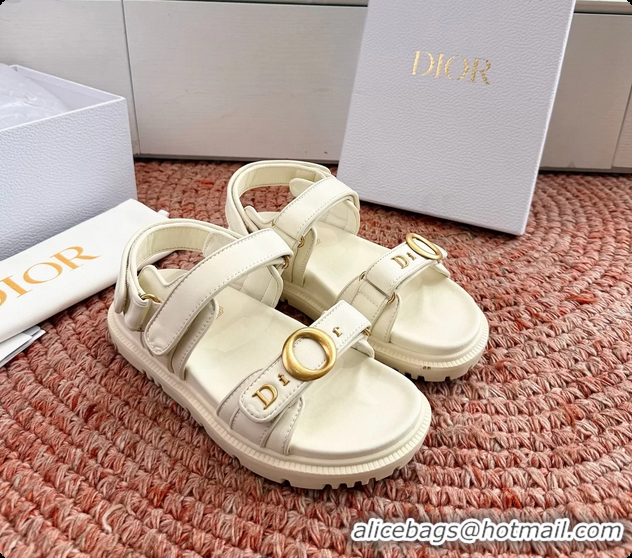 Most Popular Dior MyDior White Lambskin Leather Flat Sandals 6062802