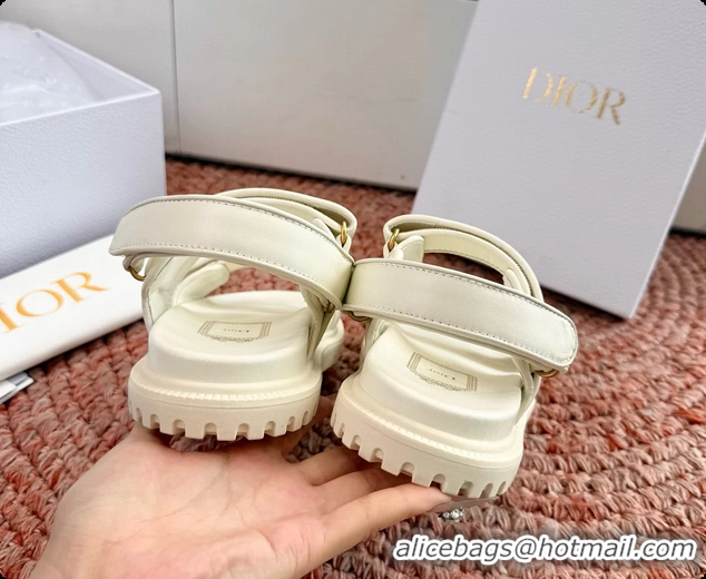 Most Popular Dior MyDior White Lambskin Leather Flat Sandals 6062802