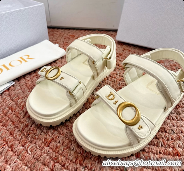 Most Popular Dior MyDior White Lambskin Leather Flat Sandals 6062802