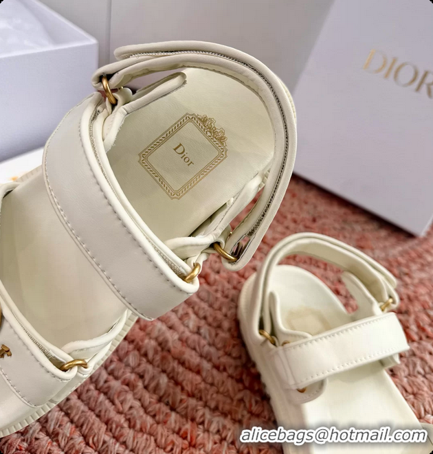 Most Popular Dior MyDior White Lambskin Leather Flat Sandals 6062802