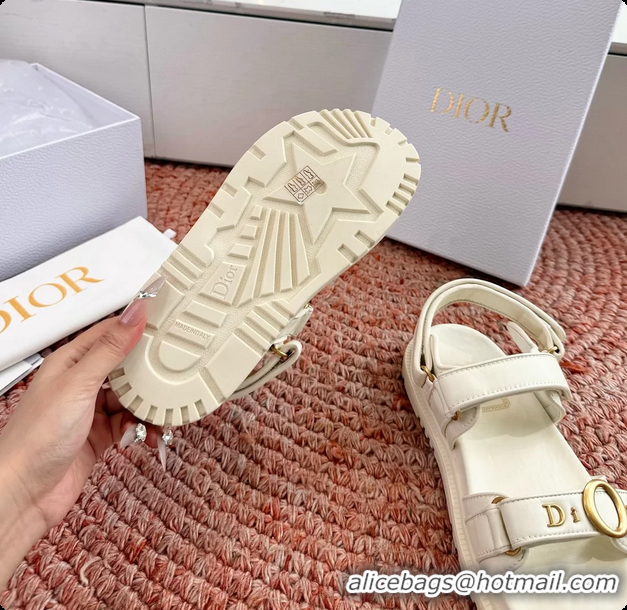 Most Popular Dior MyDior White Lambskin Leather Flat Sandals 6062802
