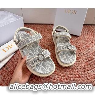 Top Grade Dior MyDior Gray Dior Oblique Jacquard Flat Sandals 6062802