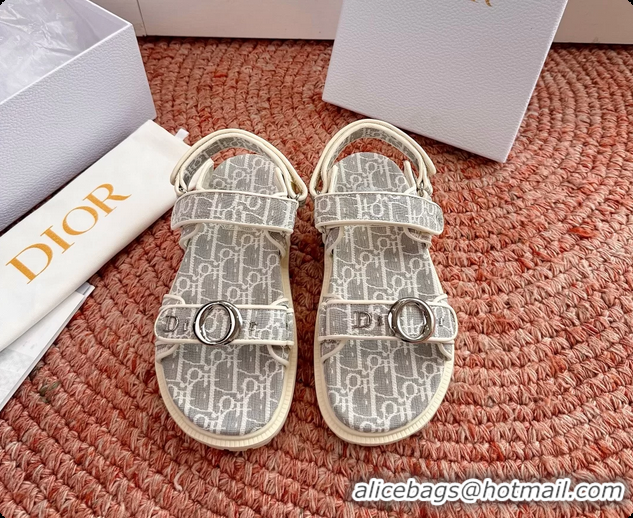 Top Grade Dior MyDior Gray Dior Oblique Jacquard Flat Sandals 6062802