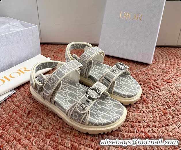 Top Grade Dior MyDior Gray Dior Oblique Jacquard Flat Sandals 6062802
