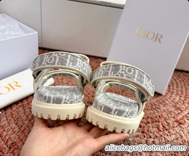 Top Grade Dior MyDior Gray Dior Oblique Jacquard Flat Sandals 6062802