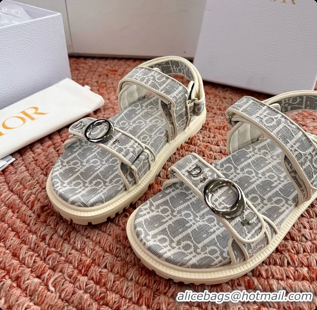 Top Grade Dior MyDior Gray Dior Oblique Jacquard Flat Sandals 6062802